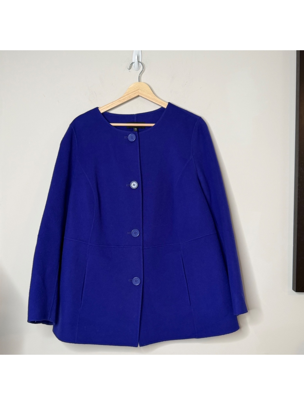 Talbots Royal Blue Wool Swing Coat Jacket Button Front Women’s